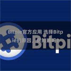 Bitpie官方应用 选择Bitpie的原因，你知道吗？