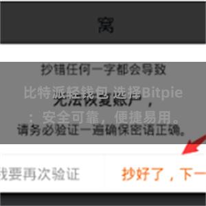 比特派轻钱包 选择Bitpie：安全可靠，便捷易用。